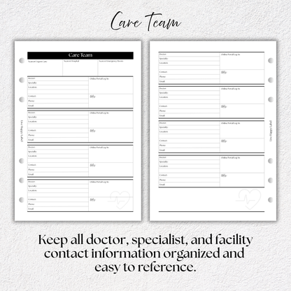 Medical Planner Inserts ***Bundle*** | Health & Caregiver System | A5, 6-ring Punch