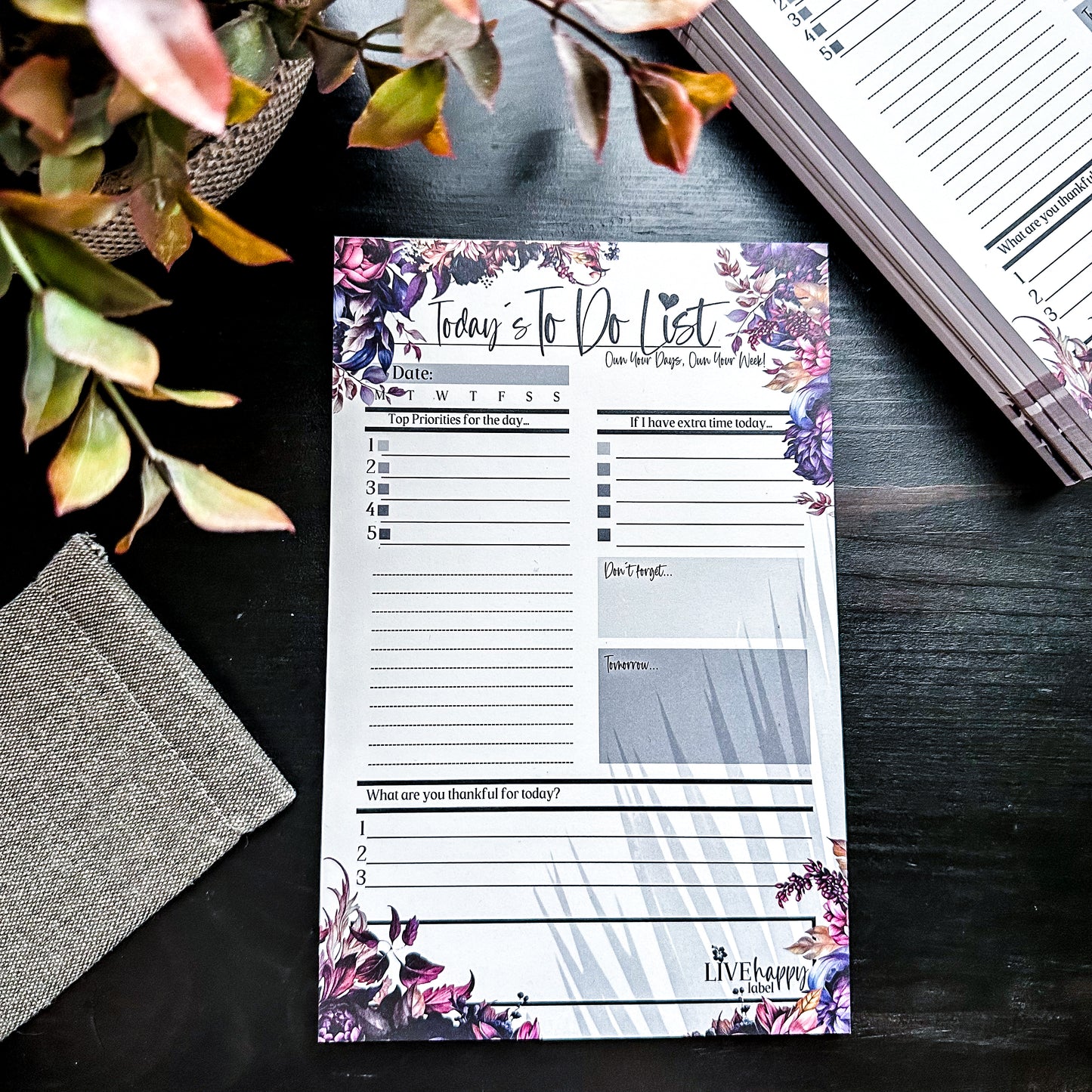 Daily To Do List Notepad | Dark-n-Moody Collection ~ 5.5" x 8.5"