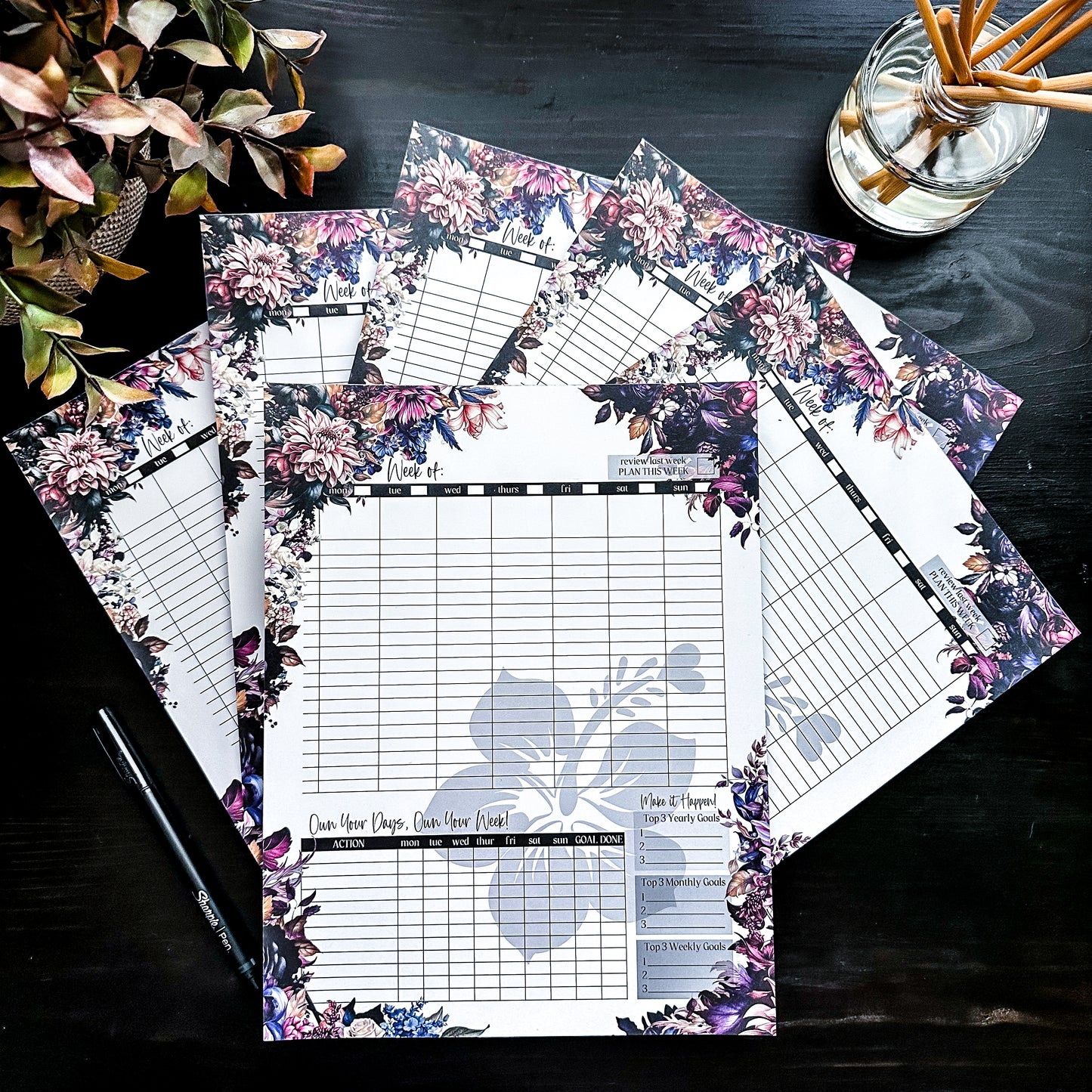 Weekly Planner Notepad | Dark-n-Moody Collection ~ 8.5" x 11"