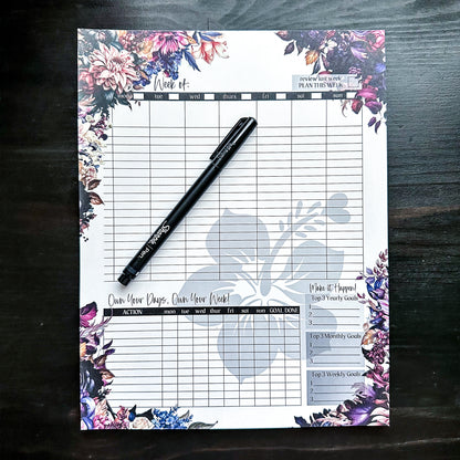 Weekly Planner Notepad | Dark-n-Moody Collection ~ 8.5" x 11"