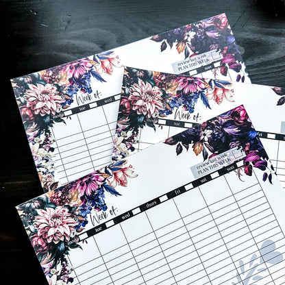 Weekly Planner Notepad | Dark-n-Moody Collection ~ 8.5" x 11"