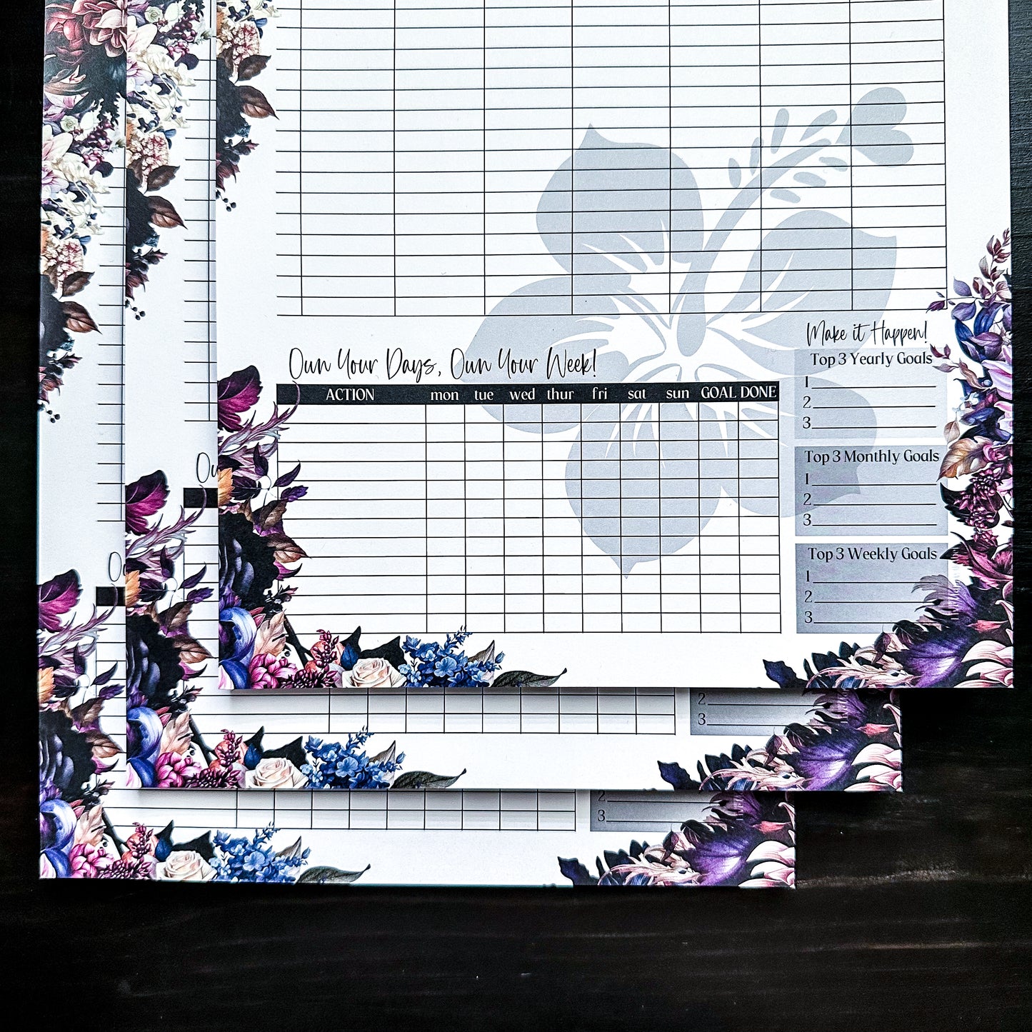 Weekly Planner Notepad | Dark-n-Moody Collection ~ 8.5" x 11"