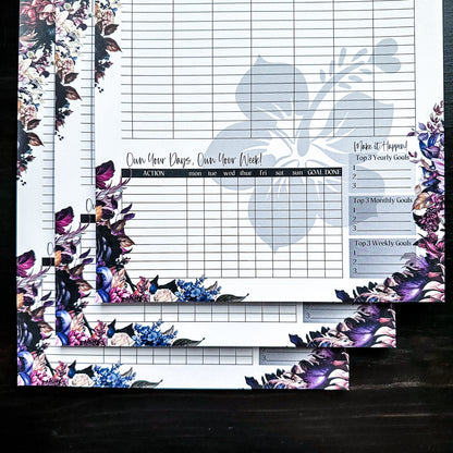 Weekly Planner Notepad | Dark-n-Moody Collection ~ 8.5" x 11"