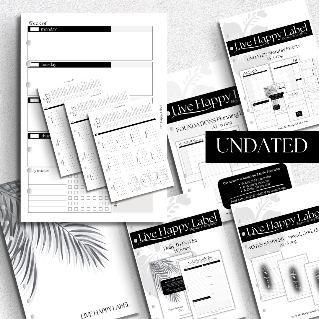 Undated "Horizontal" FOUNDATIONS Planning Essentials Bundle | A5, 6-ring Punch