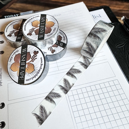 Palm Leaf Washi Tape | Black on White