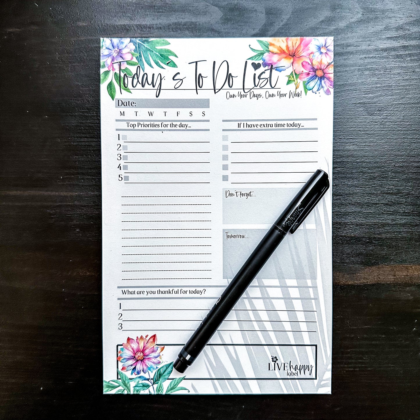 Daily To Do List Notepad | MilaMai Collection ~ 5.5" x 8.5"