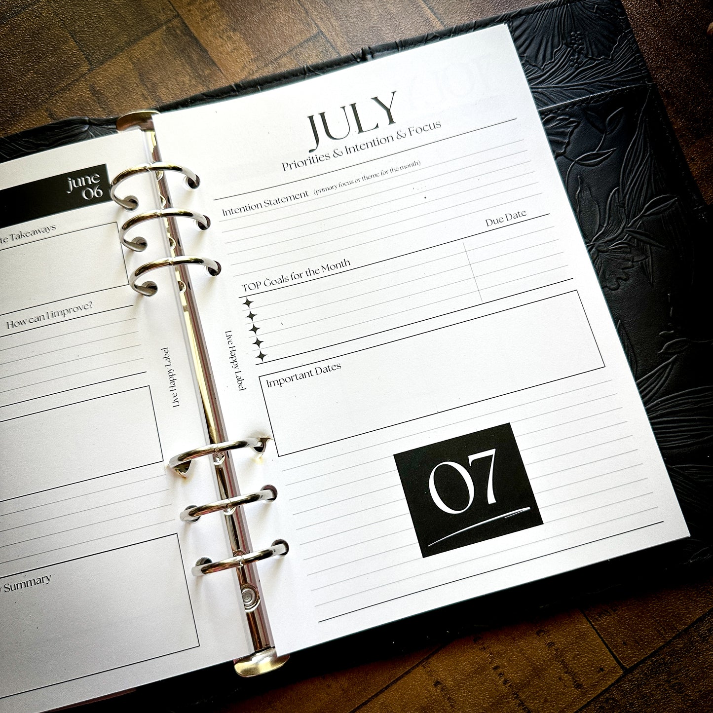 Undated Monthly Calendar Inserts | A5, 6-ring Punch