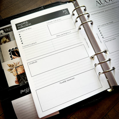 Undated Monthly Calendar Inserts | A5, 6-ring Punch