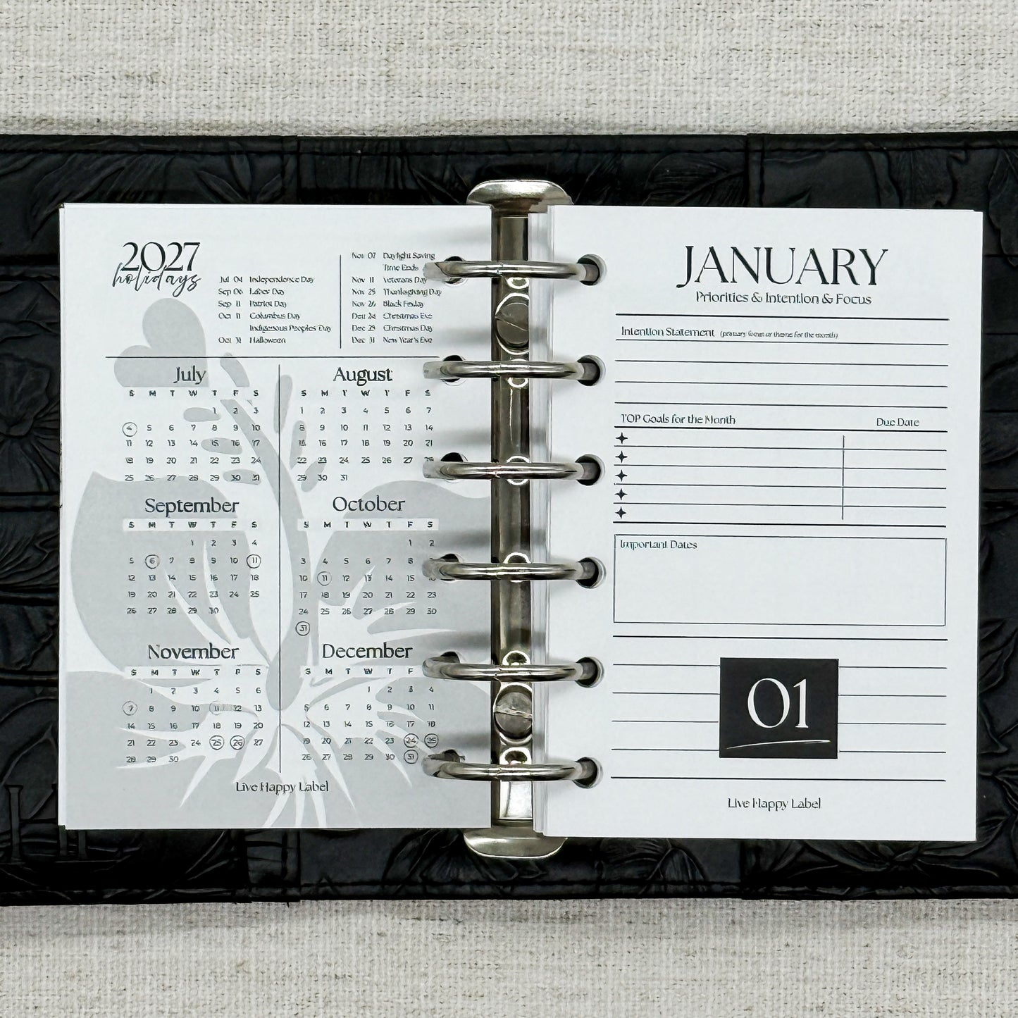2027 Monthly Calendar  MO2P | Pocket 6-Hole Ringbound