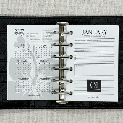 2027 Monthly Calendar  MO2P | Pocket 6-Hole Ringbound