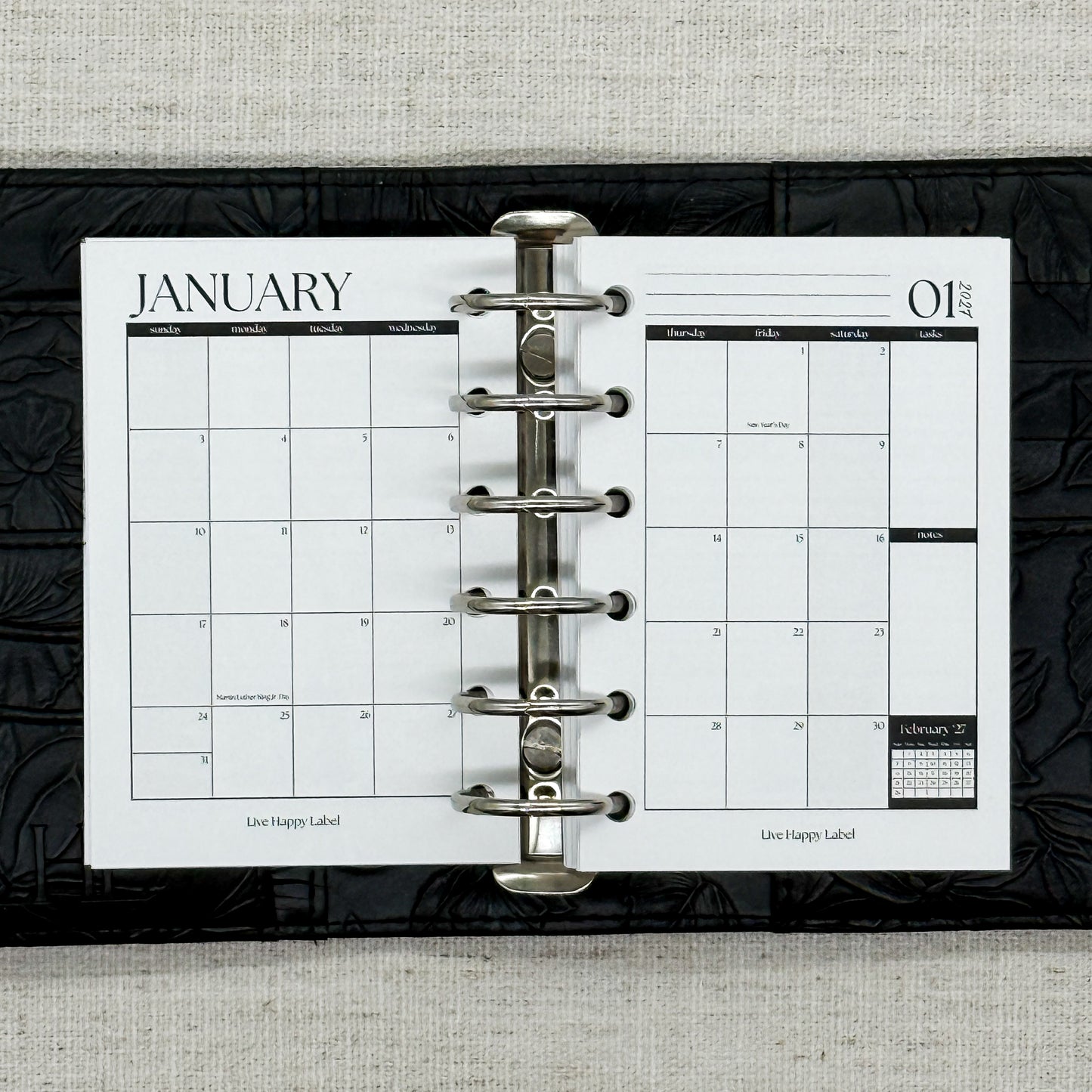 2027 Monthly Calendar  MO2P | Pocket 6-Hole Ringbound