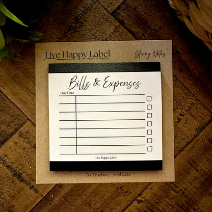 Bills & Expenses | Functional Sticky Notes | 3" x 3"