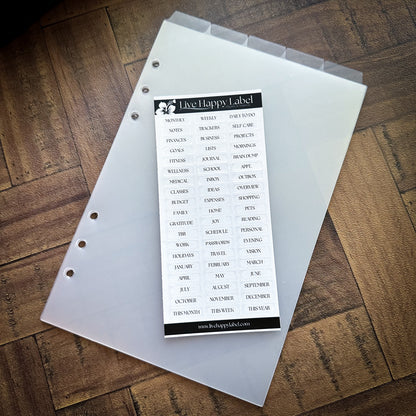 Top Tab Dividers with Label Sheet