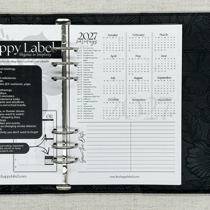 2027 Monthly Calendar  MO2P | A5 6-Hole Ringbound