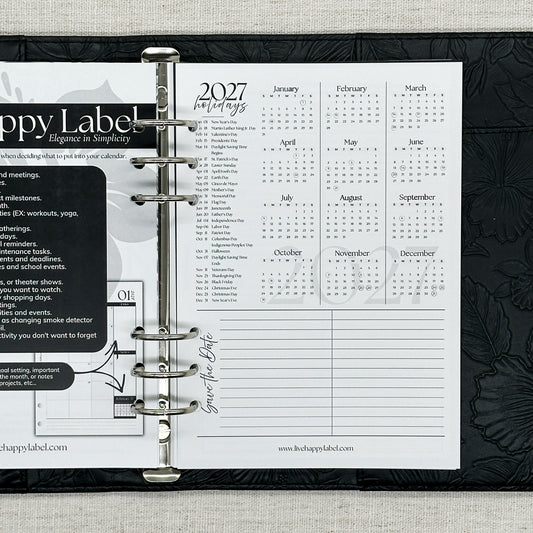 2027 Monthly Calendar  MO2P | A5 6-Hole Ringbound