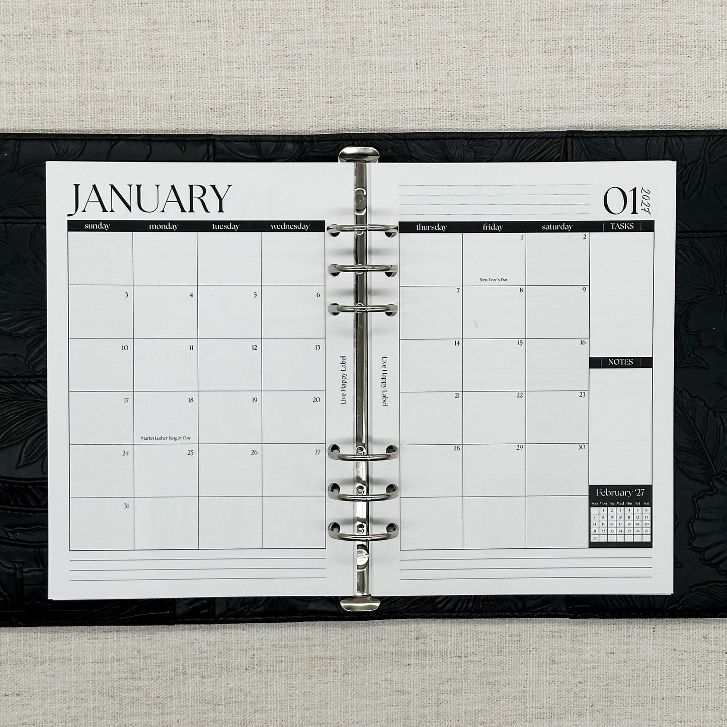 2027 Monthly Calendar  MO2P | A5 6-Hole Ringbound