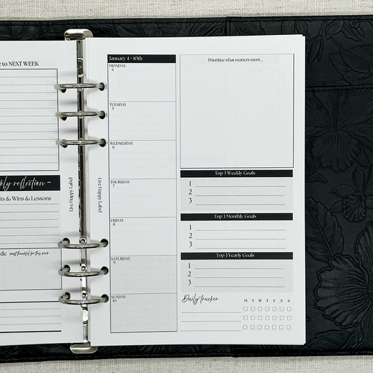 2027 "BOX" Layout Weekly Planner WO4P | A5 6-Hole Ringbound