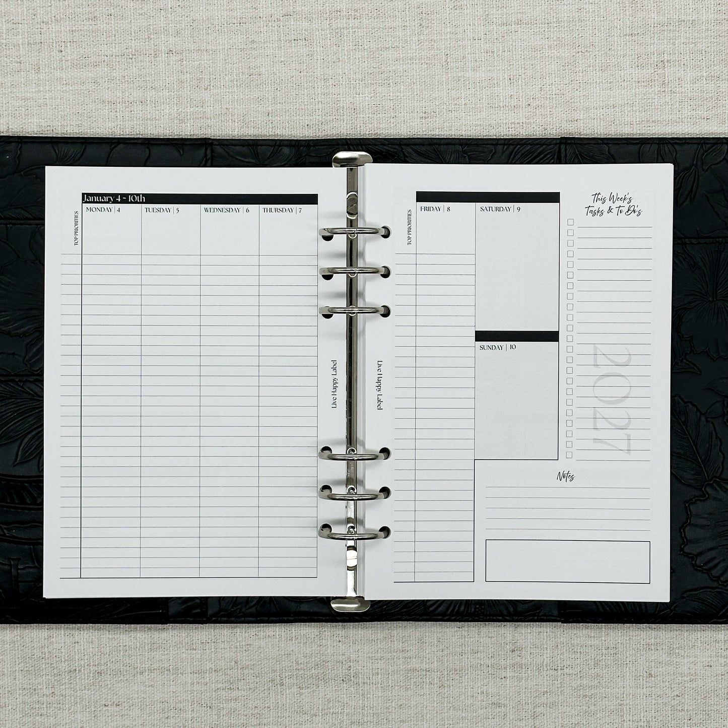 2027 "BOX" Layout Weekly Planner WO4P | A5 6-Hole Ringbound