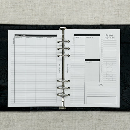 2027 "BOX" Layout Weekly Planner WO4P | A5 6-Hole Ringbound