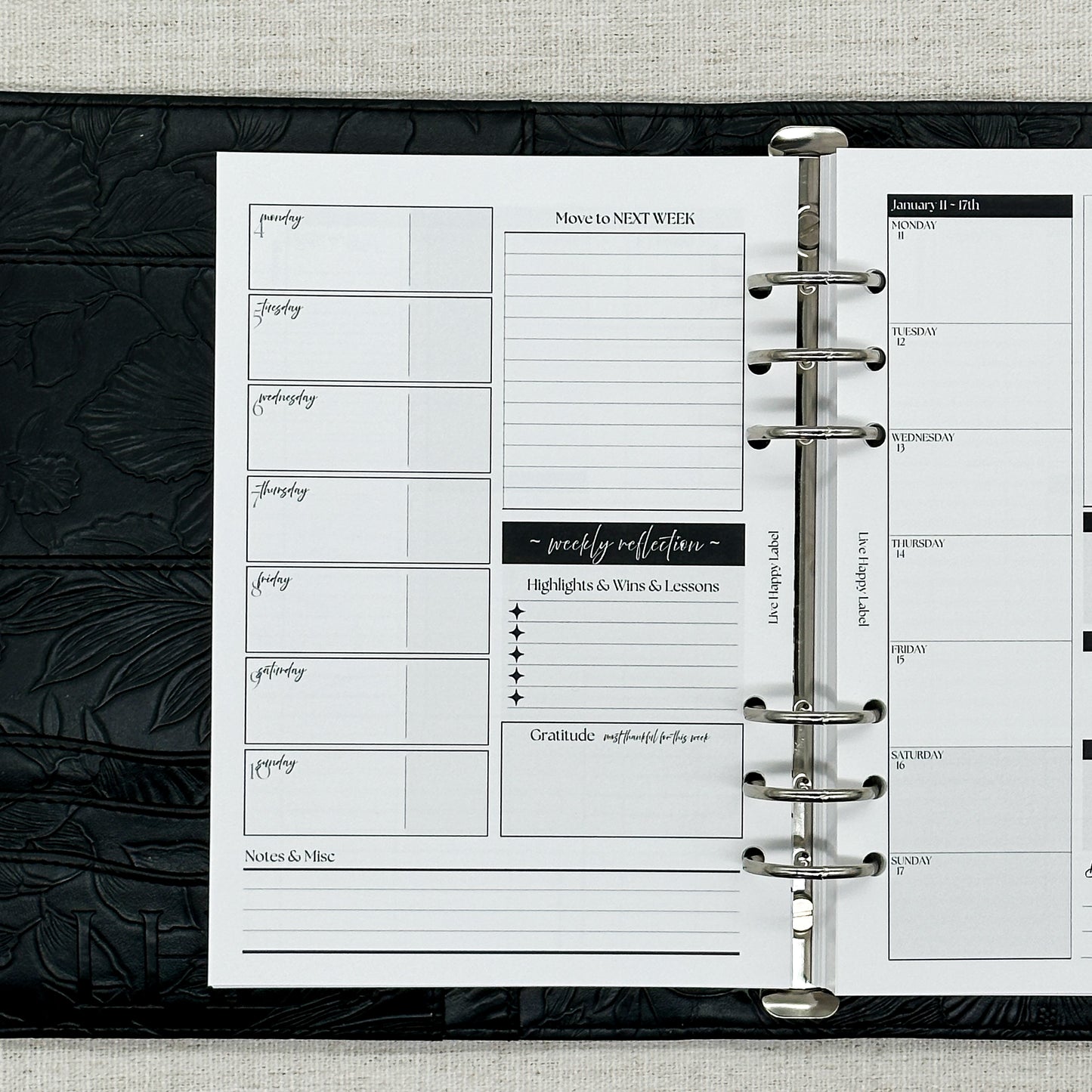 2027 "BOX" Layout Weekly Planner WO4P | A5 6-Hole Ringbound