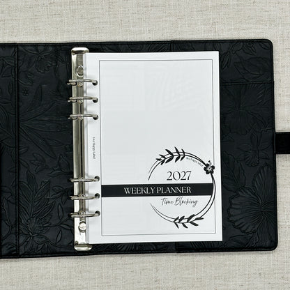 2027 "Time Blocking" Layout Weekly Planner WO2P | A5 6-Hole Ringbound