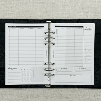 2027 "Time Blocking" Layout Weekly Planner WO2P | A5 6-Hole Ringbound
