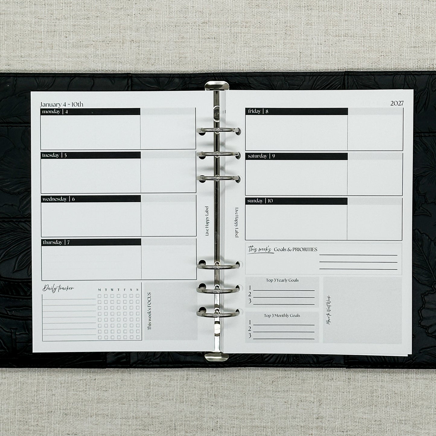 2027 "Horizontal" Layout Weekly Planner WO2P | A5 6-Hole Ringbound