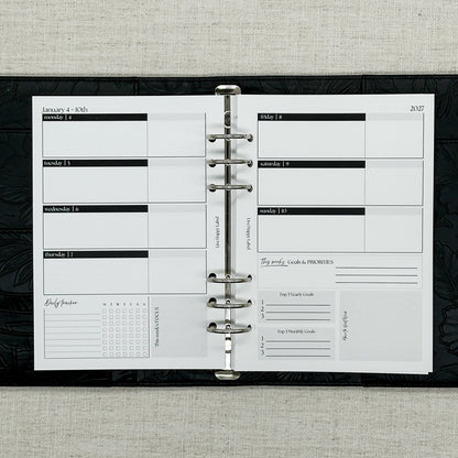 2027 "Horizontal" Layout Weekly Planner WO2P | A5 6-Hole Ringbound