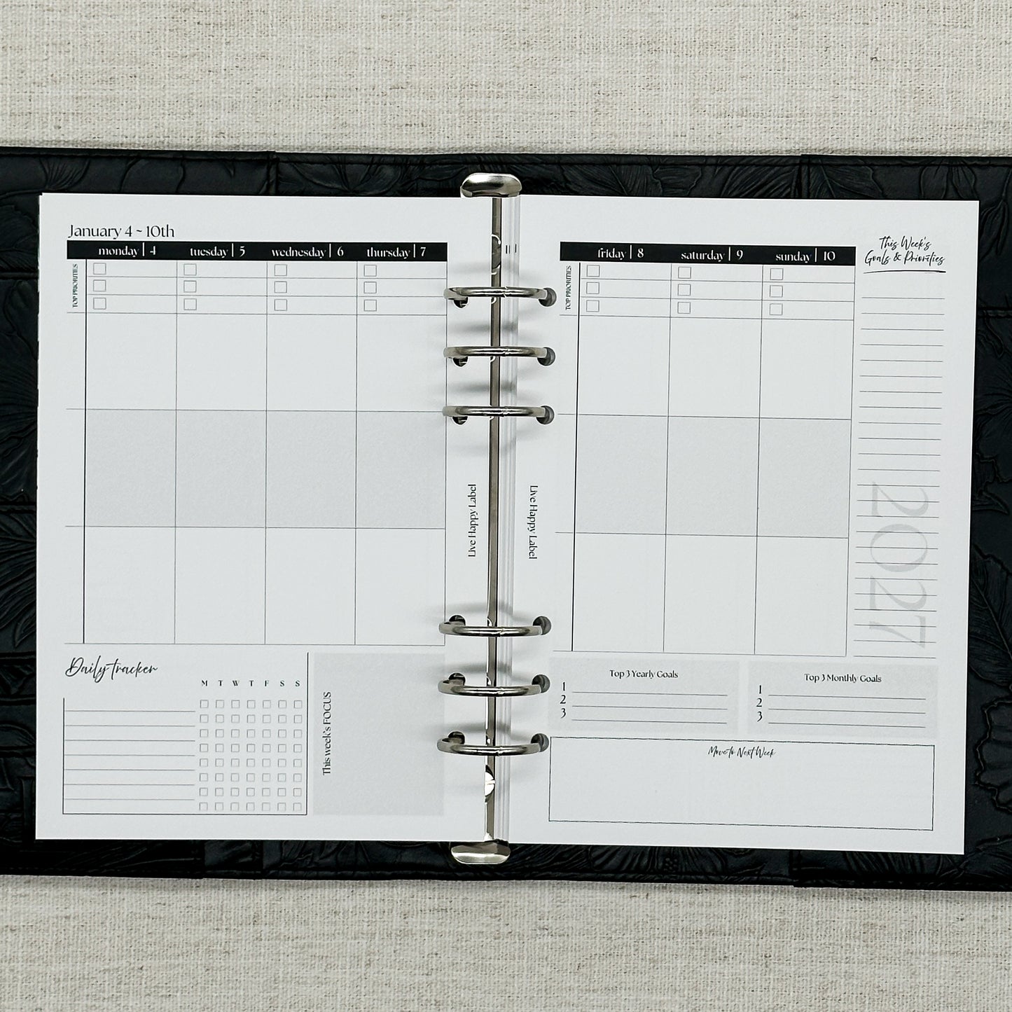 2027 "Vertical" Layout Weekly Planner WO2P | A5 6-Hole Ringbound