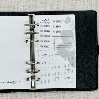 2027 Monthly Calendar  MO2P | Personal 6-Hole Ringbound