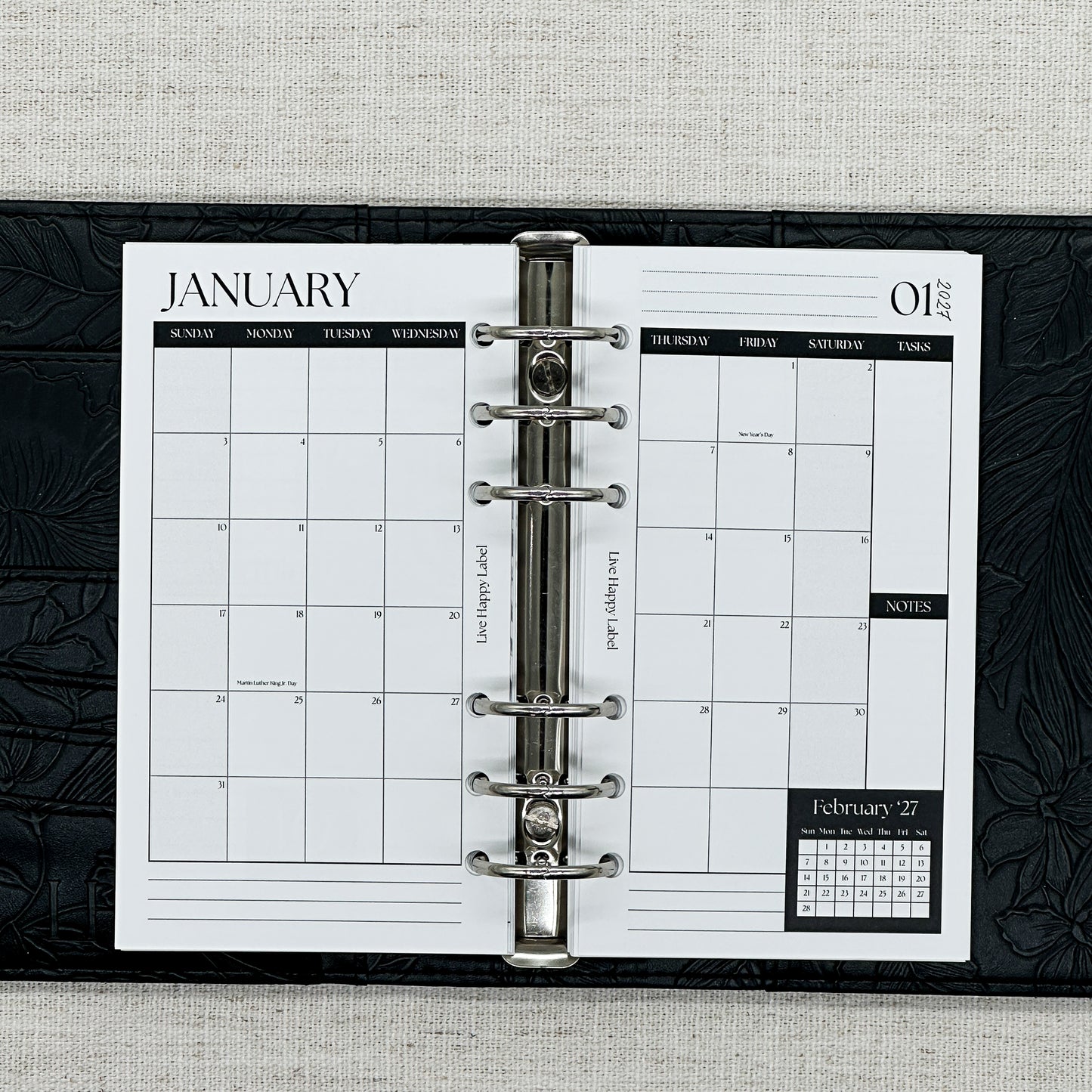 2027 Monthly Calendar  MO2P | Personal 6-Hole Ringbound