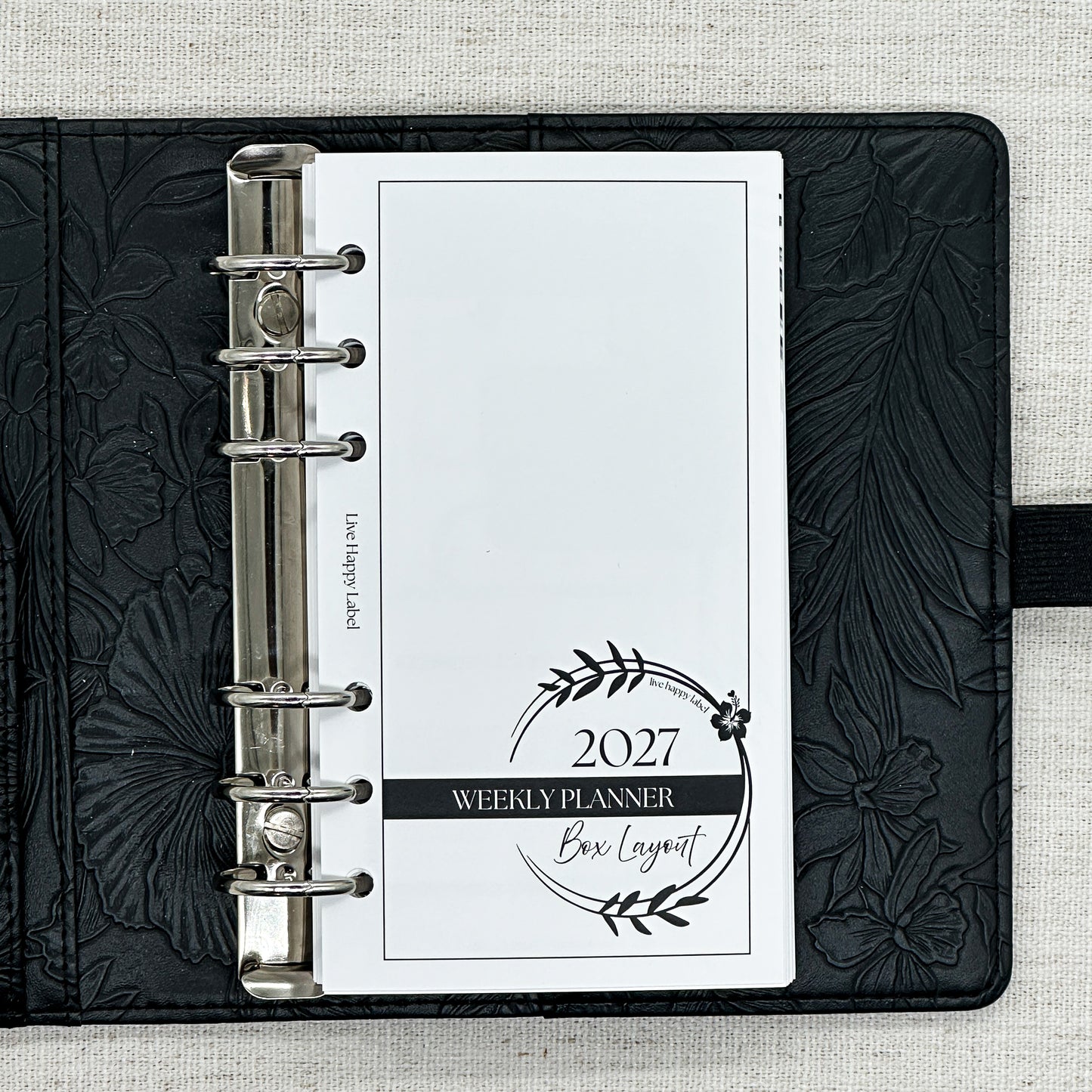 2027 "BOX" Layout Weekly Planner WO4P | Personal 6-Hole Ringbound