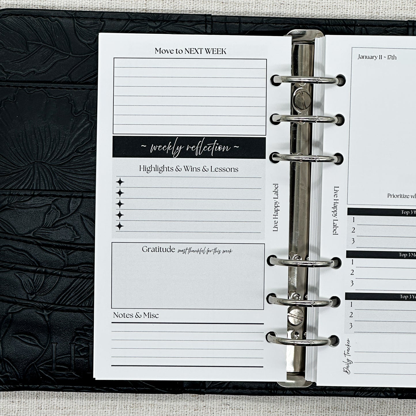 2027 "BOX" Layout Weekly Planner WO4P | Personal 6-Hole Ringbound