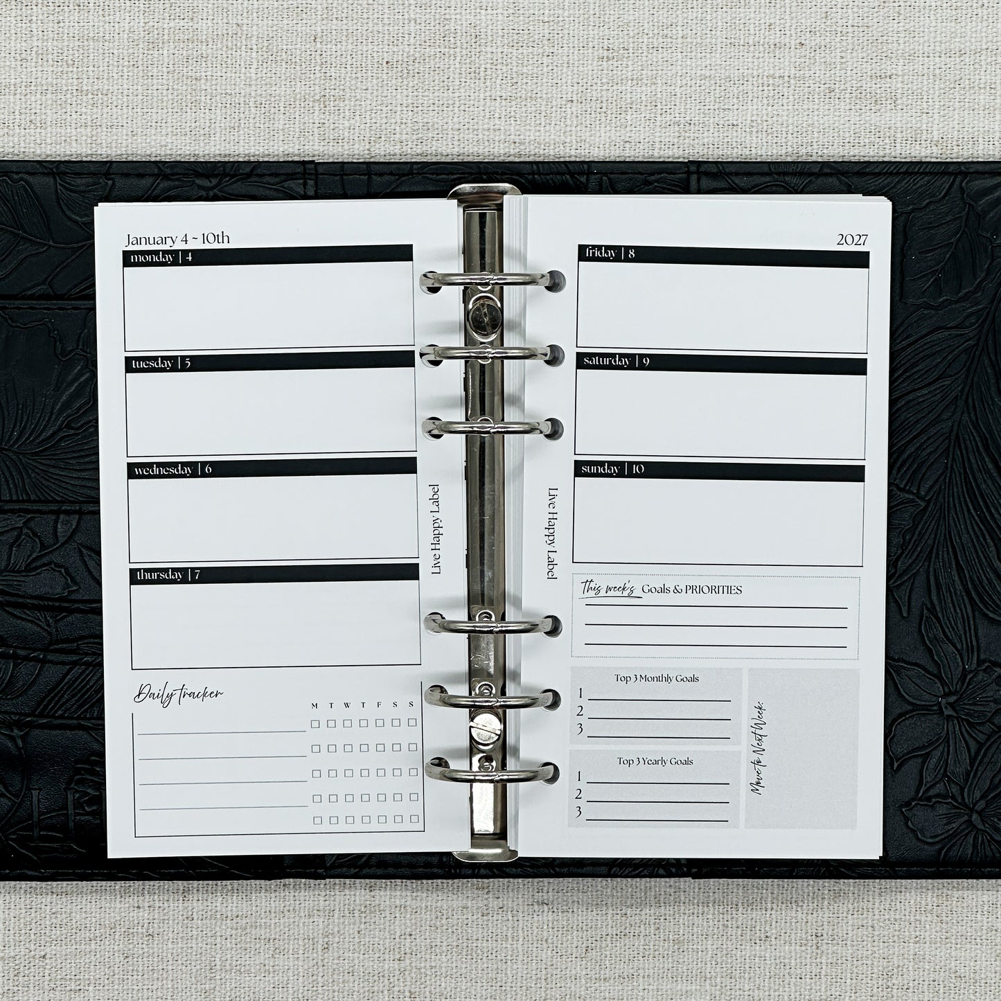 2027 "Horizontal" Layout Weekly Planner WO2P | Personal 6-Hole Ringbound