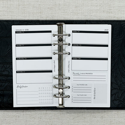 2027 "Horizontal" Layout Weekly Planner WO2P | Personal 6-Hole Ringbound