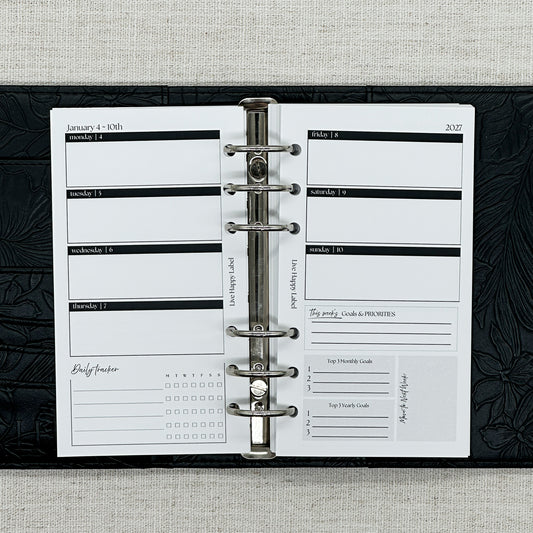 2027 "Horizontal" Layout Weekly Planner WO2P | Personal 6-Hole Ringbound