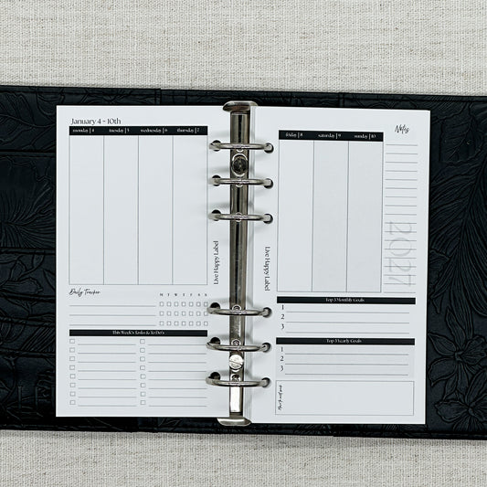 2027 "Vertical" Layout Weekly Planner WO2P | Personal 6-Hole Ringbound
