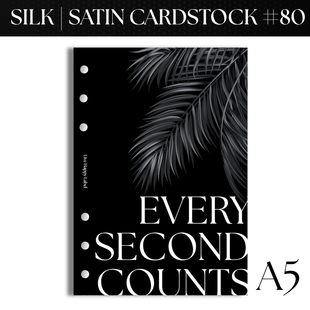 "Every Second Counts" Dashboard & Cover | A5, 6-Ring Punch ~ Satin Silk 80# Cardstock ***DISCONTINUED MATERIAL***