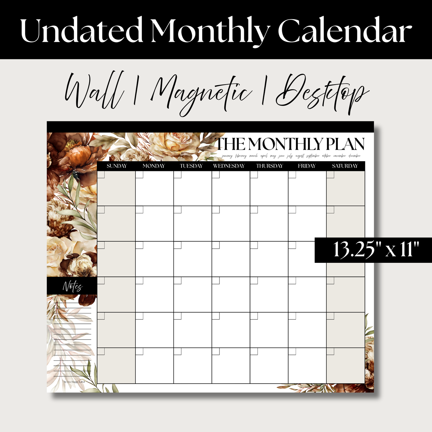 The Monthly Plan – Oversized Monthly Wall, Desk & Fridge Calendar | Lana Collection