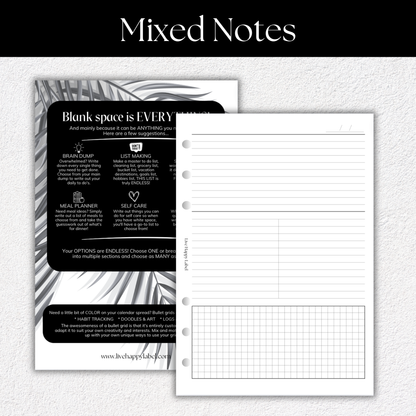 Mixed Note Page Inserts | A5, 6-ring Punch