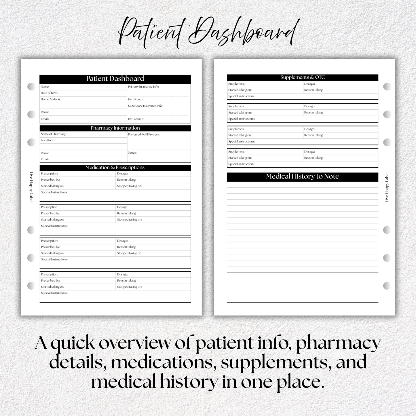 Medical Planner Inserts ***Bundle*** | Health & Caregiver System | A5, 6-ring Punch