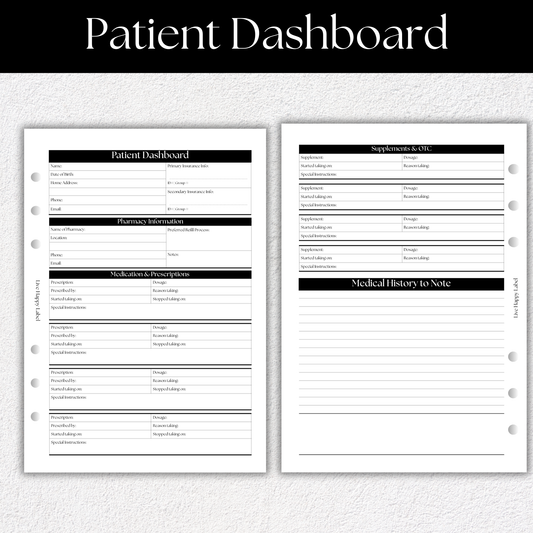 Patient Dashboard Insert | A5, 6-ring Punch