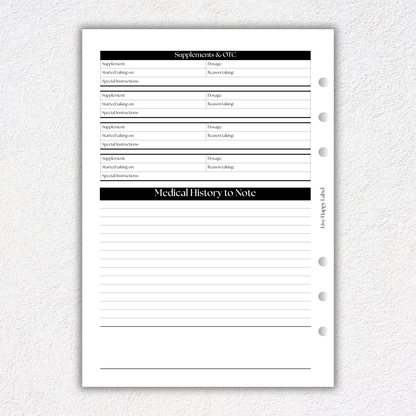 Patient Dashboard Insert | A5, 6-ring Punch
