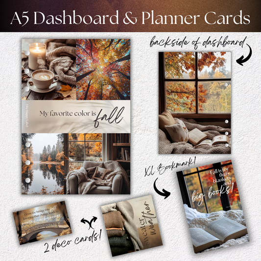 "Fall Color" Cozy Autumn Planner Dashboard & Cards | A5, 6-Ring Punch