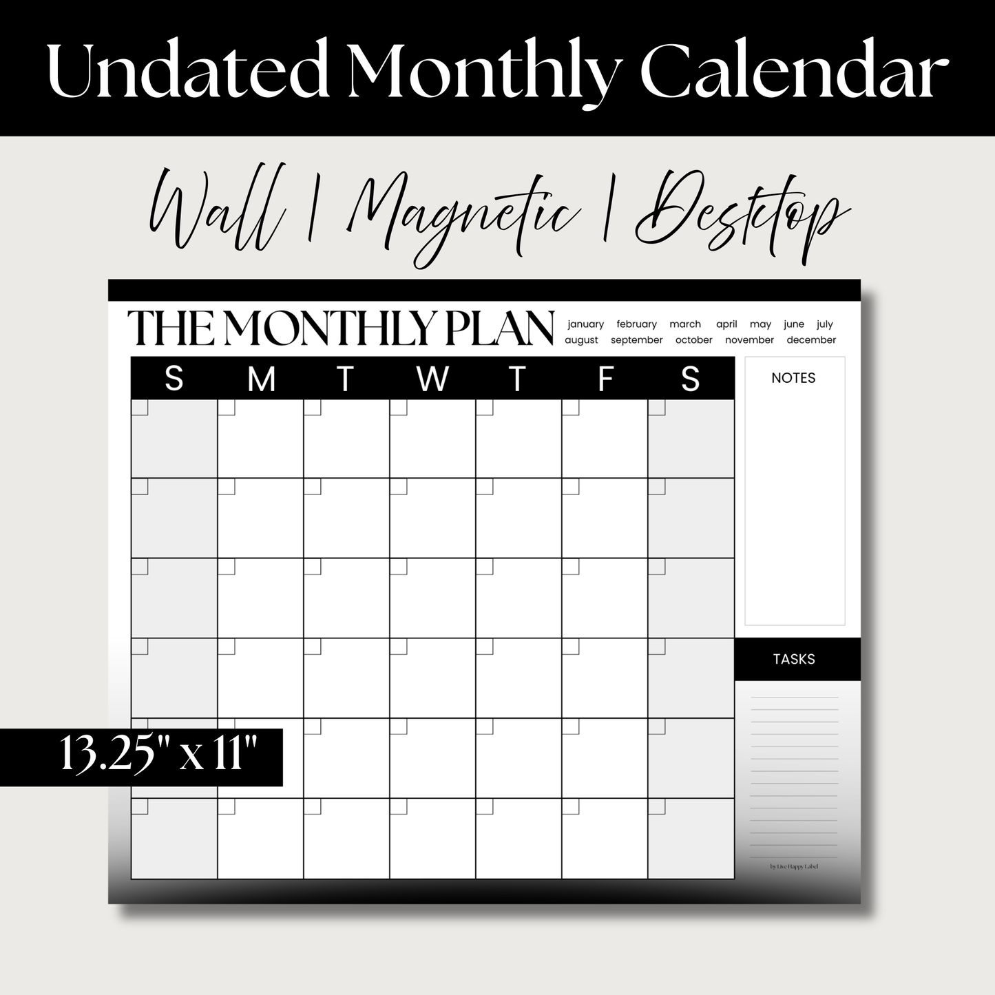 The Monthly Plan – Oversized Monthly Wall, Desk & Fridge Calendar | Minimalist
