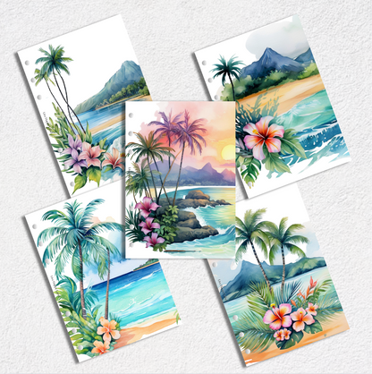 Tropical Dashboards & Covers | Set of 5 | A5, 6-Ring Punch