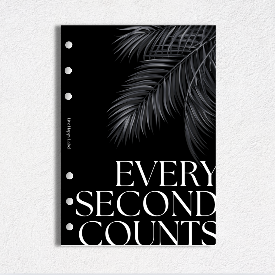 "Every Second Counts" Midnight Dashboard & Cover | A5, 6-Ring Punch