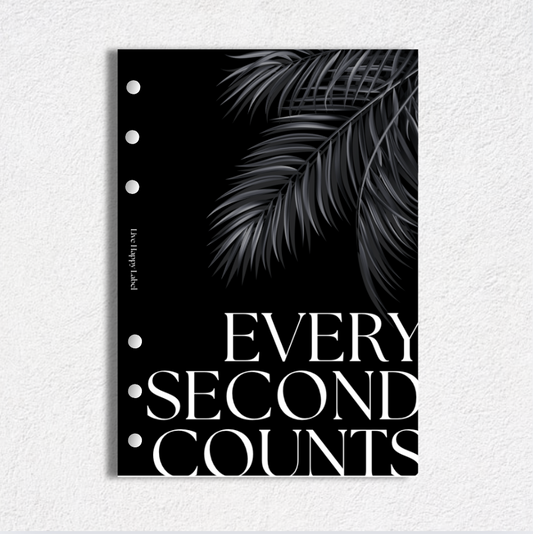 "Every Second Counts" Midnight Dashboard & Cover | A5, 6-Ring Punch