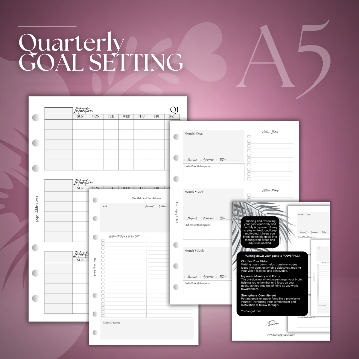 Quarterly Goal Planning | A5, 6-ring Punch