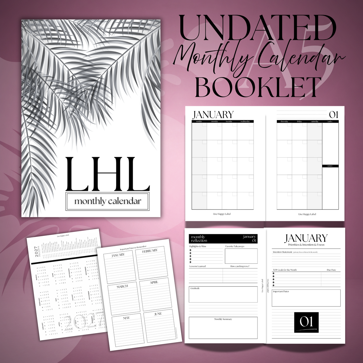 Monthly Calendar Booklets | A5